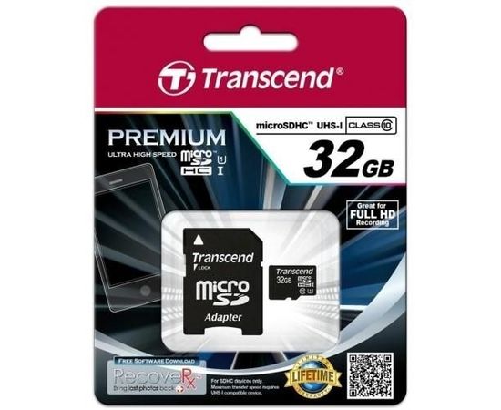 Memory card Transcend microSDHC 32GB CL10 + Adapter