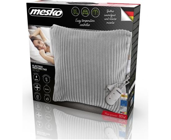 Mesko Electirc heating pad MS 7429 Number of heating levels 2, Number of persons 1, Washable, Remote control, 80 W, Grey