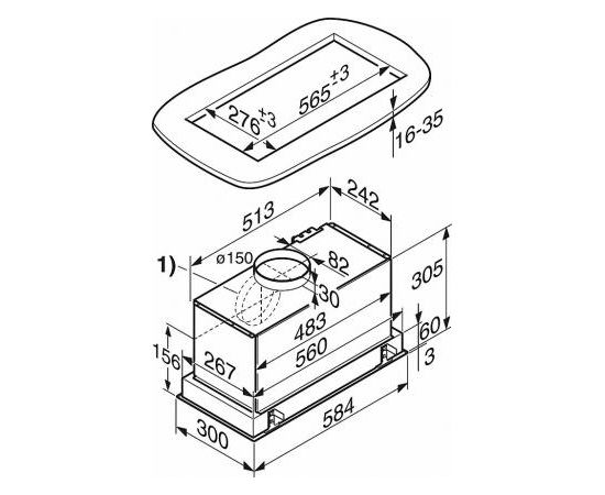 Miele DA 2668 iebūvējams tvaika nosūcējs Nerūsošais tērauds