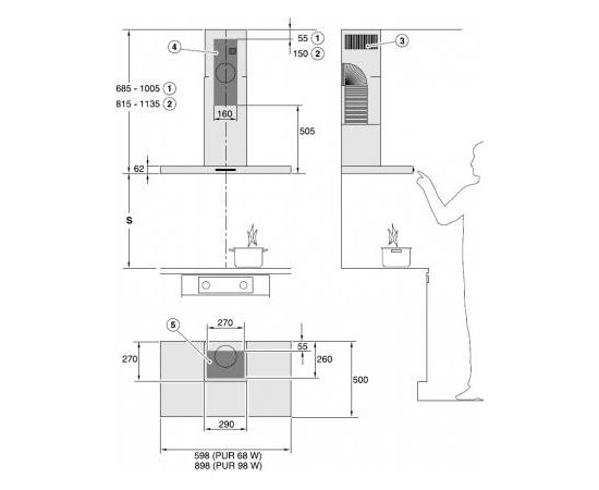 Miele PUR 68 W tvaika nosūcējs 60cm