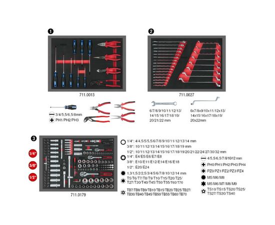 KS Tools Instrumentu ratiņi ECOline, 7 atvilktnes +215gab. komplekts