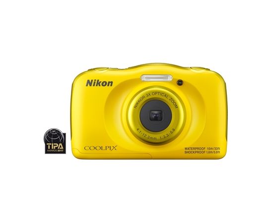 Nikon COOLPIX W100 Backpack kit Compact camera, 13.2 MP, Optical zoom 3 x, Digital zoom 2 x, ISO 1600, Display diagonal 6.86 cm, Wi-Fi, Focus 0.05m - ∞, Video recording, Lithium-Ion (Li-Ion), Yellow