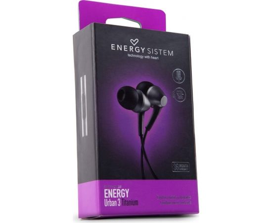 Energy Sistem Urban 3 In-ear/Ear-hook, 3.5 mm, Microphone, Titanium,