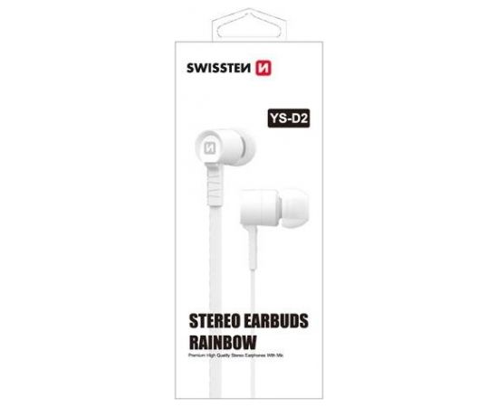 Swissten Earbuds Rainbow YS-D2 Cтерео Наушники с Mикрофоном 3.5mm / 1.2m Белый