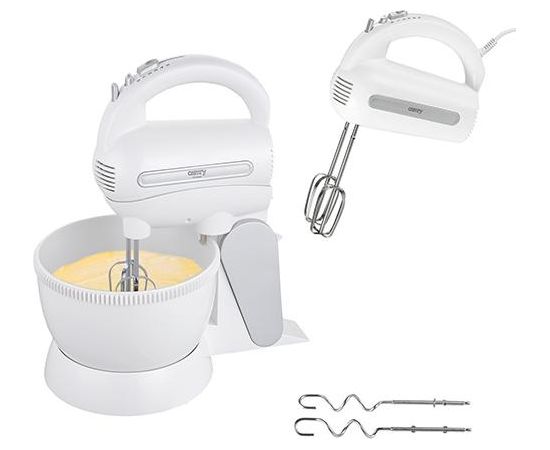 Camry Mixer with a bowl CR 4213 Corded, 300 W, Number of speeds 5, Shaft material Stainless steel, White