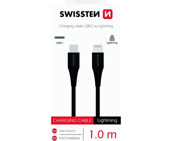 Swissten Basic Универсальный Quick Charge 3.1 USB-C на Lightning Кабель данных 1м черный