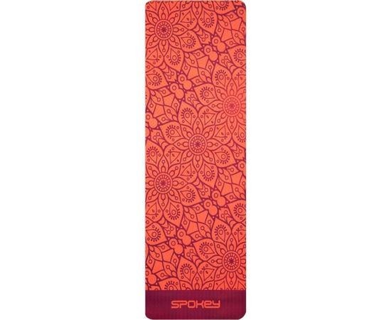 Spokey MANDALA Yoga Mat, Antiallergic and non-slip; Easy to roll up, Red, TPE