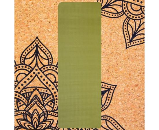 Spokey SAVASANA Yoga mat, Non-slip material, 180 x 60 x 0.4 cm, Green, Cork/TPE