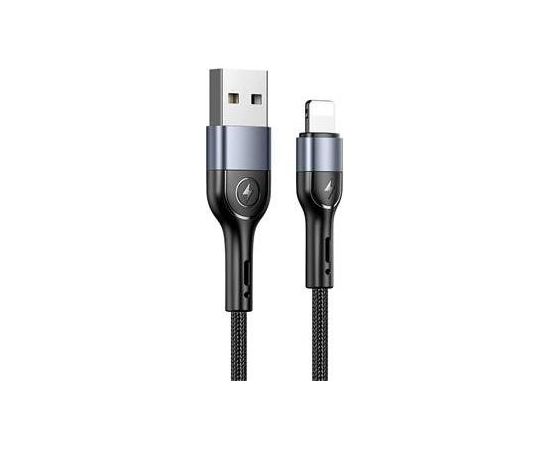 Usams SJ448 Aluminium Alloy Braided 2A Universāls Apple Lightning (MD818ZM/A) USB Datu un Uzlādes Kabelis 1m Melns