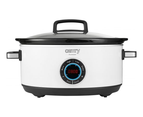 Camry Slow cooker CR 6410 600 W, Ceramic pot, 6.5 L, Number of programs 3, White