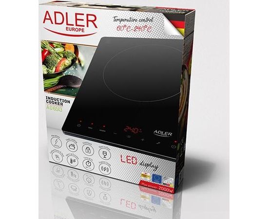 Adler Hob AD 6513 Indukcijas virsma LCD Displeijs Melna