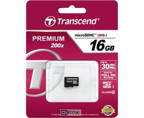 Transcend microSDHC 16GB Class 10