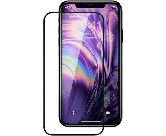 Fusion Full Glue 5D Tempered Glass Aizsargstikls Pilnam Ekrānam Apple iPhone 11 Pro Melns