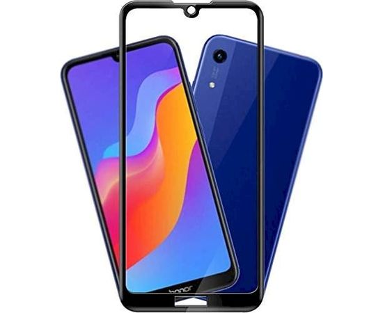 Tempered Glass 9D Aizsargstikls Pilnam Ekrānam Huawei Honor 8A / Y6S / Y6 (2019) Melns