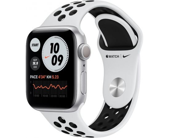 Apple Watch Nike Series 6 GPS, 40mm Silver Aluminium Case with Pure Platinum/Black Nike Sport Band - Regular, Model A2291