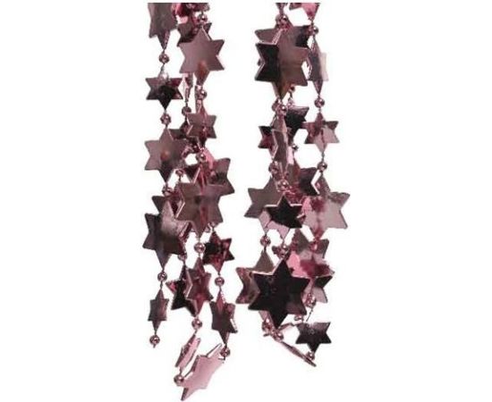 Pērļu virtene ar zvaigznēm 2.6x270cm, samta rozā