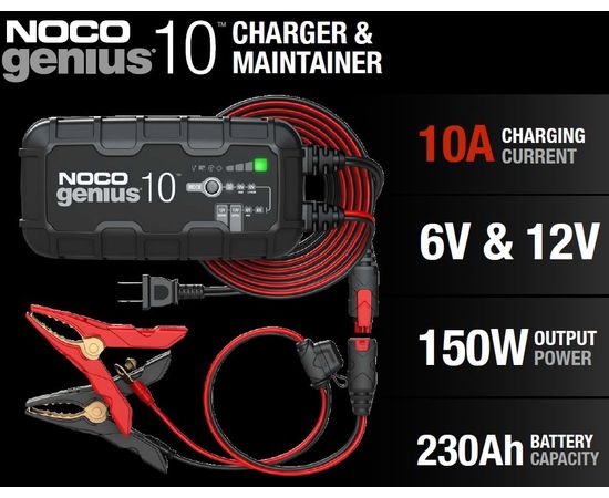 Akumulatoru lādētājs NOCO 6V/12V 10A GENIUS 10 EU AGM un Litija akumulatoriem