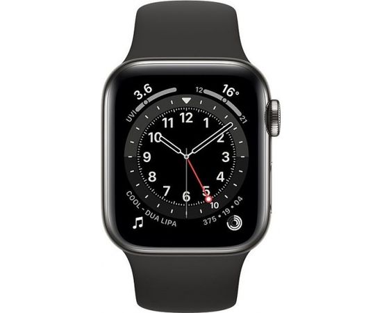Apple Watch 6 GPS + Cellular 40mm Stainless Steel Sport Band, graphite/black (M06X3EL/A) Smart-Watch Pulksteņi