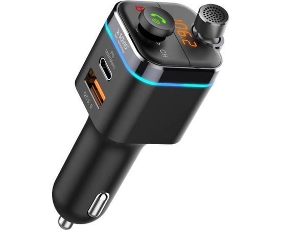 Savio TR-12 Bluetooth 5.0 FM Transmitter Ar Uzlādes Ligzdu USB Quick Charge 3.0 / Micro SD / Melns