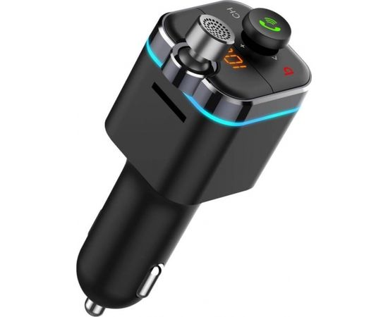 Savio TR-12 Bluetooth 5.0 FM Transmitter Ar Uzlādes Ligzdu USB Quick Charge 3.0 / Micro SD / Melns