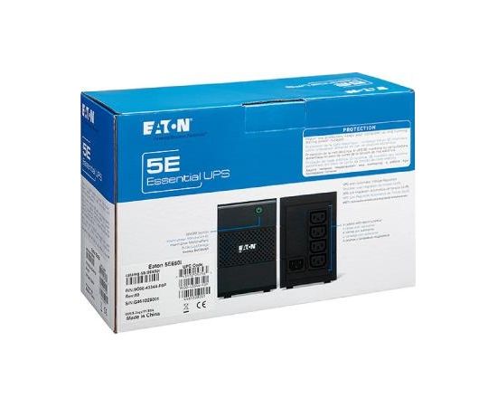 Eaton 5E 650VA/360W line-interactive, 1 Schuko (DIN) + 2 IEC C13 (10A) / 5E650iDIN