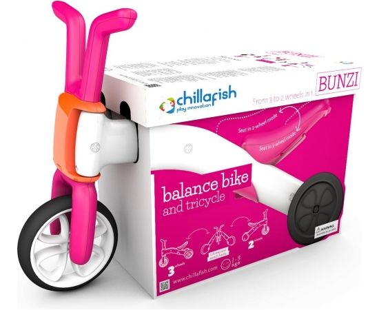 Chillafish Bunzi līdzsvara velosipēds - transformers pašiem mazākajiem 2-in-1, rozā, no 1 līdz 3 gadiem - CPBN01PIN