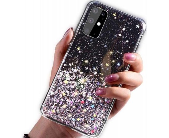 Fusion Glue Glitter Back Case Silikona Aizsargapvalks Apple iPhone 12 Pro Max Melns