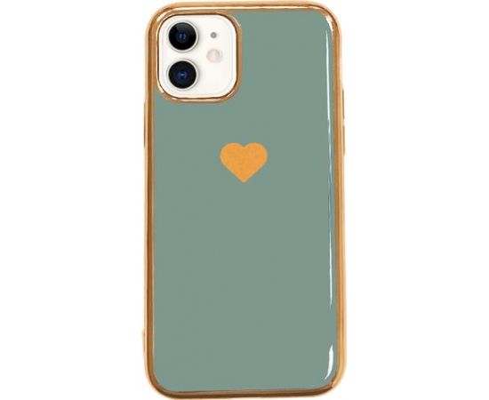 Fusion Heart Case Silikona Aizsargapvalks Priekš Apple iPhone 11 Pro Max Zaļš