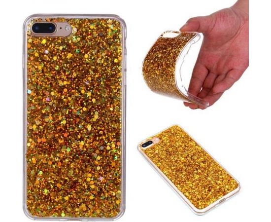 Fusion Gold Sequins Back Case Silikona Aizsargapvalks Priekš Apple iPhone X / XS Zeltains