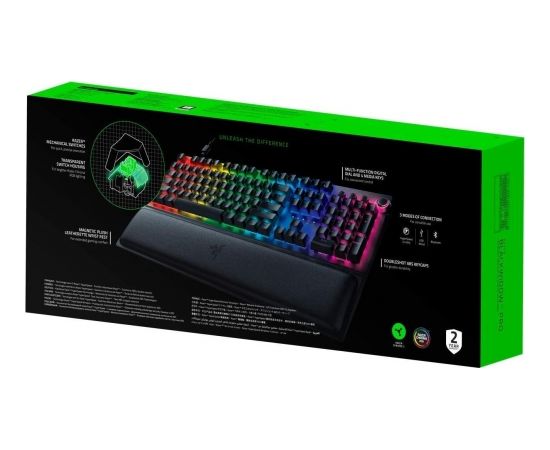 Razer Green Switch, Gaming, RGB LED light, Nordic Layout, Black, 2.4Ghz Wireless, Wired, Bluetooth, BlackWidow V3 Pro, Wireless connection Клавиатуры