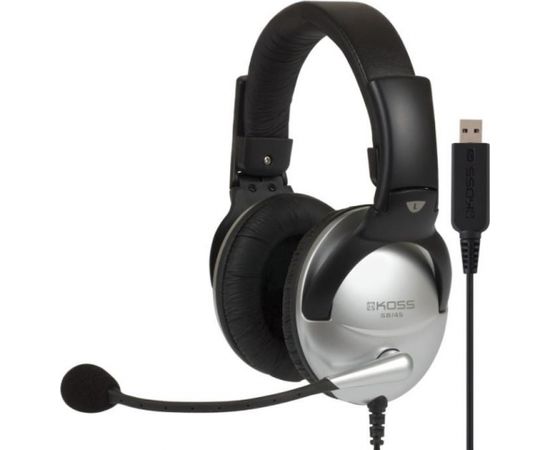 Koss Gaming headphones SB45 USB Headband/On-Ear, USB, Microphone, Silver/Black, Noice canceling,