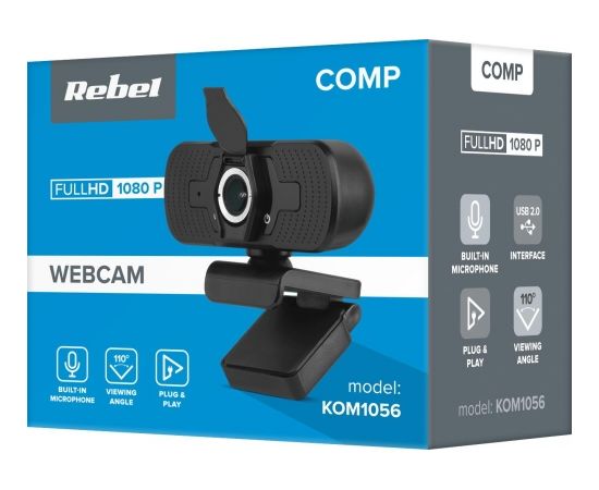 Roger Rebel Web Kamera Full HD 1080P ar Mikrofonu Melna