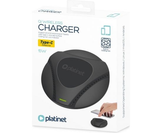 Platinet wireless charger with fan cooling PWC115B