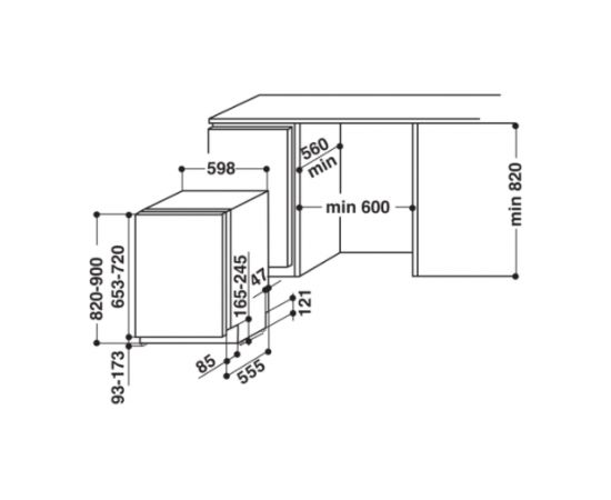 Whirlpool WIC3C26N trauku mazg. mašīna, iebūvējama 60cm