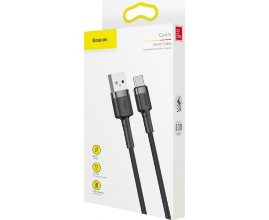 Baseus Cafule CATKLF-BG1 USB-C провод для зарядки 3A / PD / QC 3.0 / 100 cm черный