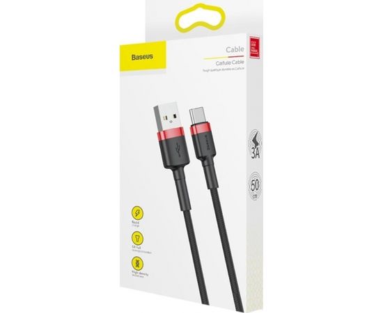 Baseus Cafule CATKLF-A91 USB-C провод для зарядки 3A / PD / QC 3.0 / 50 cm черный