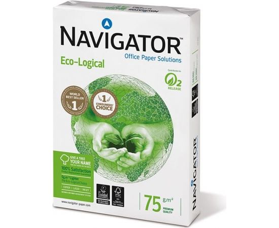 Papīrs NAVIGATOR ECO-LOGICAL A4 75g/m2, 500 loksnes/iepakojumā