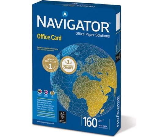 Papīrs NAVIGATOR OFFICE CARD A4 formāts 160g/m2, 250 loksnes/iepakojumā