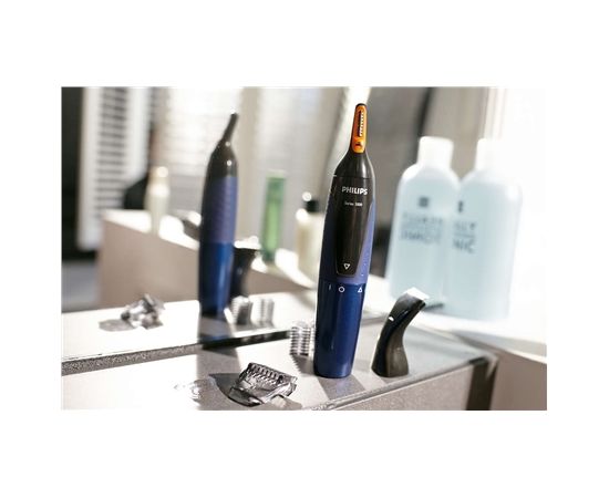 Philips Comfortable nose trimmer and manicure set Nose trimmer, Number of length steps 3, AA type, Black, Blue