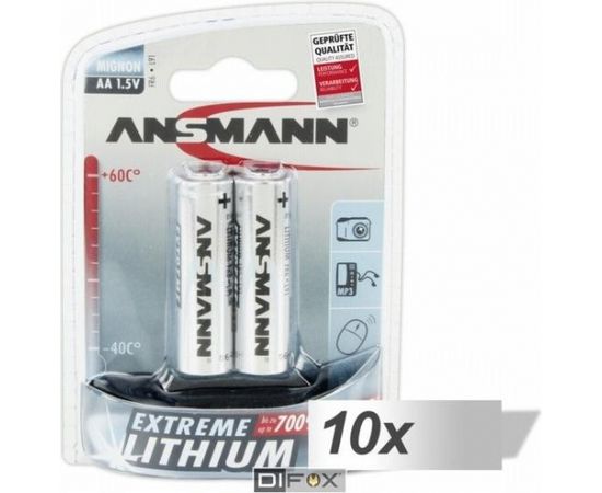 10x2 Ansmann Lithium Mignon AA LR 6 Extreme