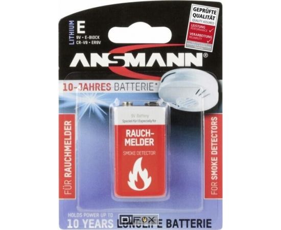 1 Ansmann Lithium 9V-Block for Smoke Detector