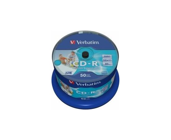 Matricas CD-R AZO Verbatim 700MB 1x- 52x Wide Printable non ID,50 Pack Spindle