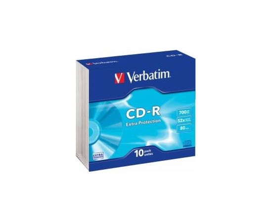 Matricas CD-R Verbatim 700MB 1x-52x Extra Protection Surface 10 Pack Slim