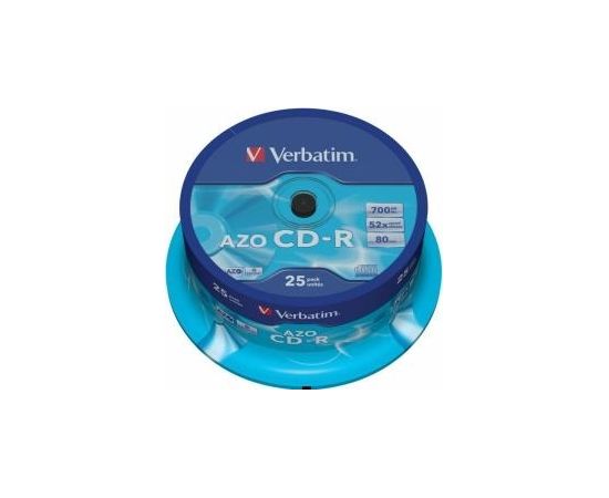 Matricas CD-R AZO Verbatim 700MB 1x-52x Crystal, 25 Pack Spindle