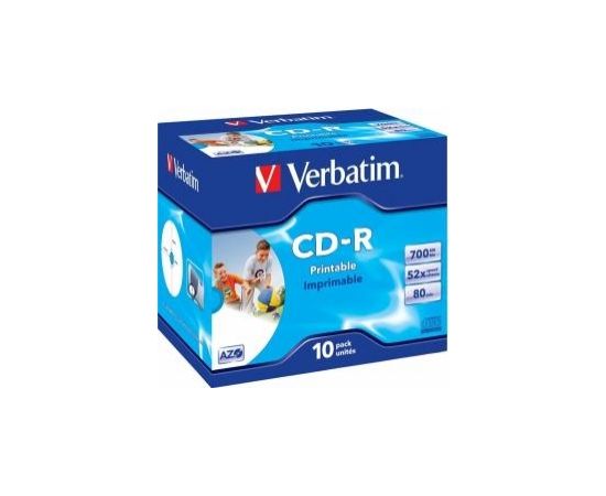 Verbatim Matricas CD-R AZO Vebratim 700MB 52x Printable Jewel Cased 10 Pack