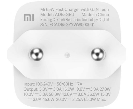 Xiaomi Mi Fast Charger with GaN Tech 65W 3A White