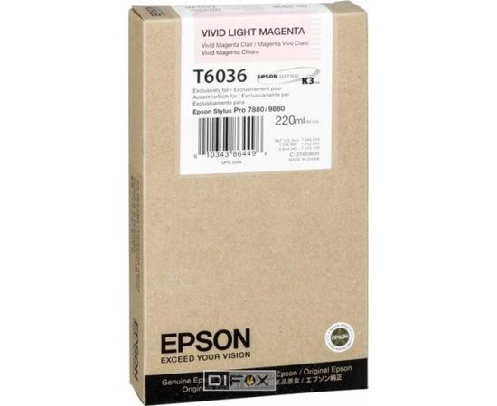 Epson ink cartridge vivid light magenta T 603  220 ml     T 6036