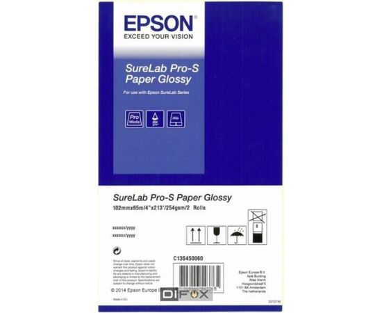 1x2 Epson SureLab Pro-S Paper Glossy 102 mm x 65 m 254 g BP