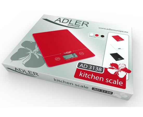 Adler Kitchen scales AD 3138 Maximum weight (capacity) 5 kg, Graduation 1 g, Red