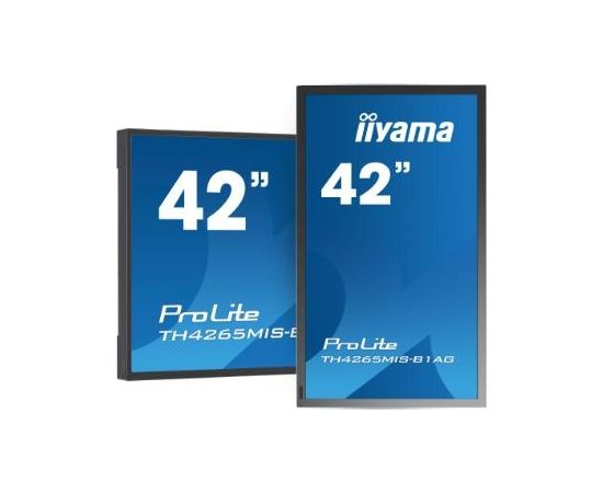 Iiyama 42", 20-Points Infrared Touch, 1920x1080, Full Metal Housing, 400cd/m², 3.000:1, Landscape or Portrait mode, Ambient Light Sensor / TH4265MIS-B1AG Промышленные мониторы IPS / DSP